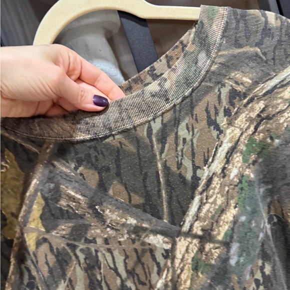 Vintage 90s Mossy Oak Camo Print T-Shirt Single Stitch short sleeve tee crewneck - Picture 3 of 6